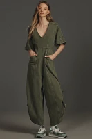 Daily Practice by Anthropologie Horizon Wide-Leg Jumpsuit: Short-Sleeve Edition