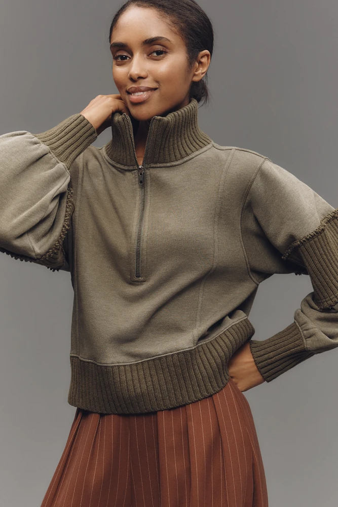 Daily Practice by Anthropologie Mock-Neck Half-Zip Pullover