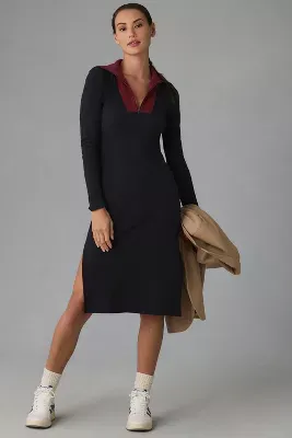 Daily Practice by Anthropologie Long-Sleeve Ribbed Midi Dress
