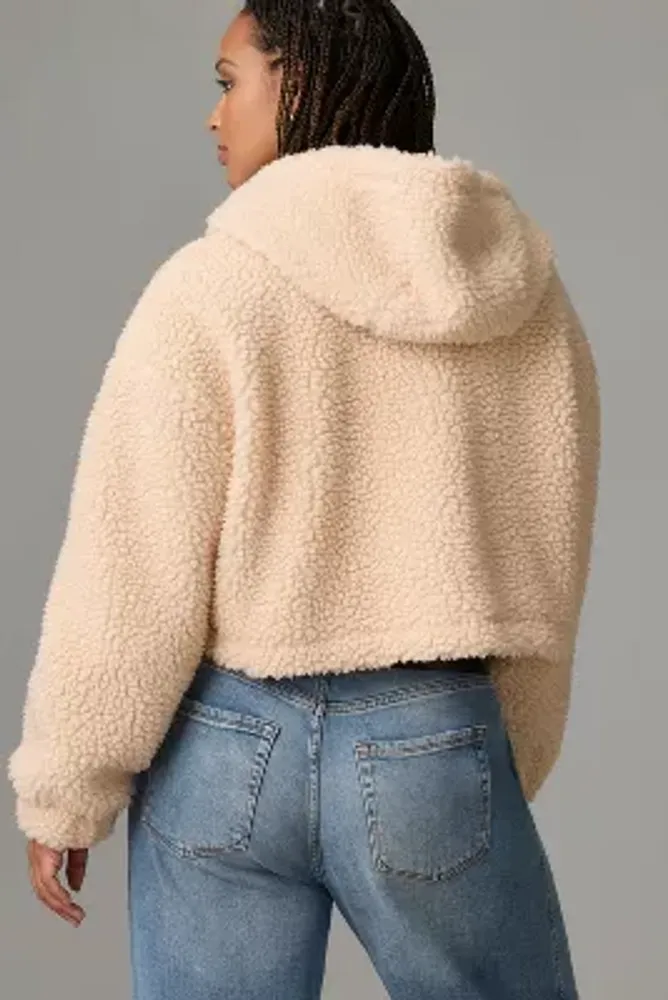 Daily Practice by Anthropologie Faux Shearling Crop Zip-Up Jacket