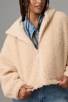 Daily Practice by Anthropologie Faux Shearling Crop Zip-Up Jacket