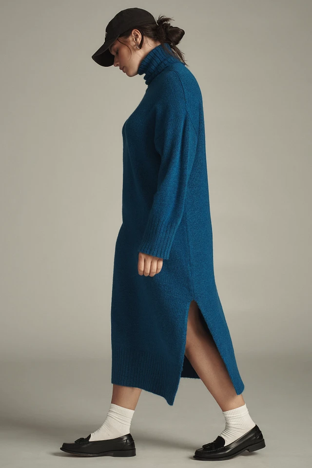 anthropologie blue sweater dress Anthropologie Pointelle Short Sleeves Sweater Dress in Blue Size M nwt
