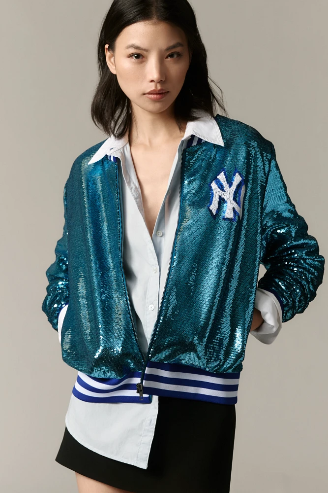 The Wild Collective NY Yankees Sequin Bomber Jacket