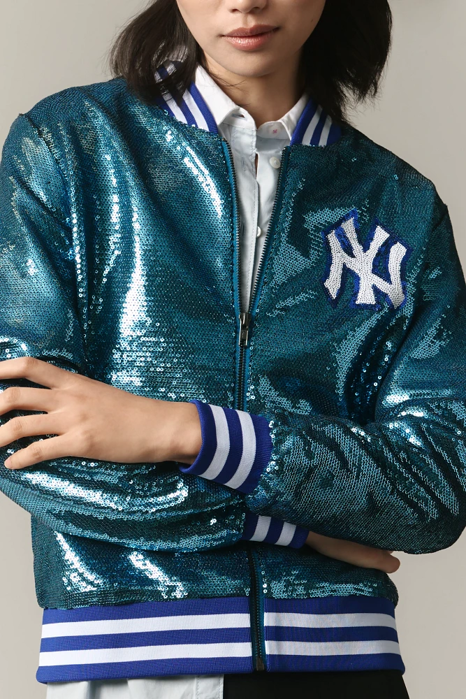 The Wild Collective NY Yankees Sequin Bomber Jacket