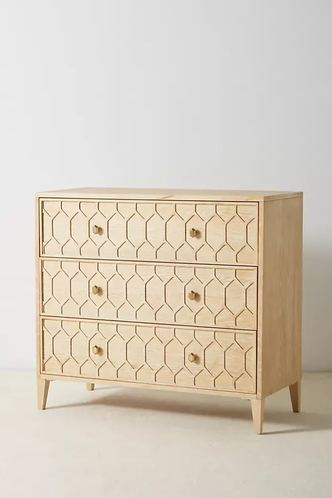 Textured Trellis Three-Drawer Dresser