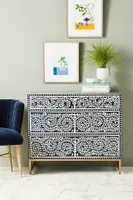 Scroll Vine Inlay Three-Drawer Dresser