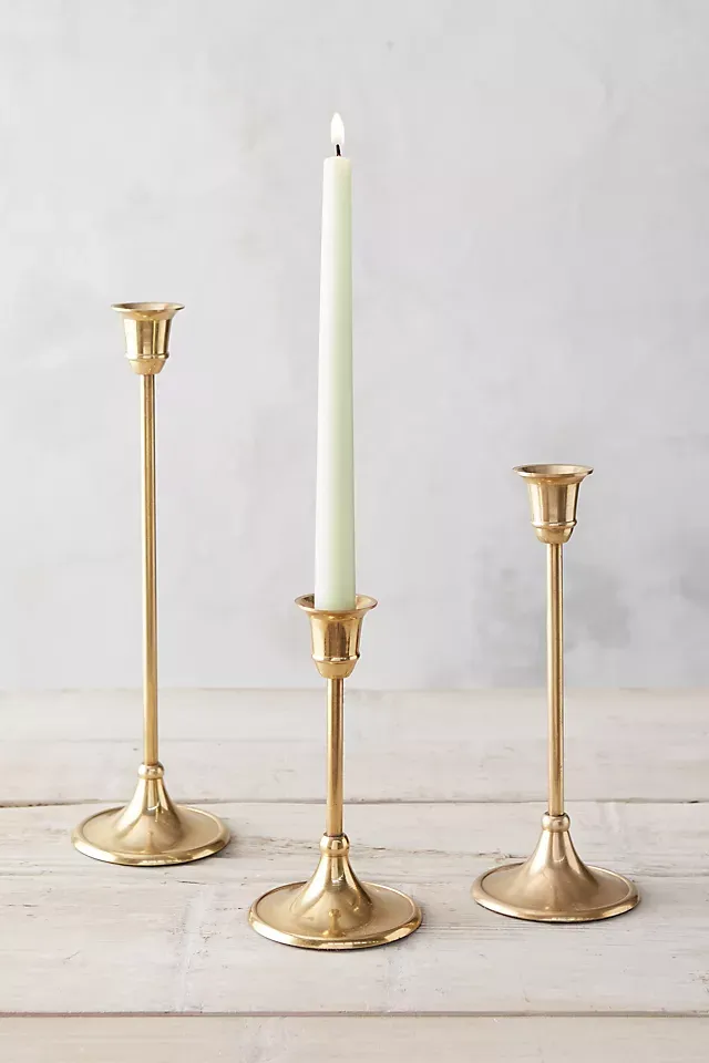 Rough Cast Brass Pillar Candleholder