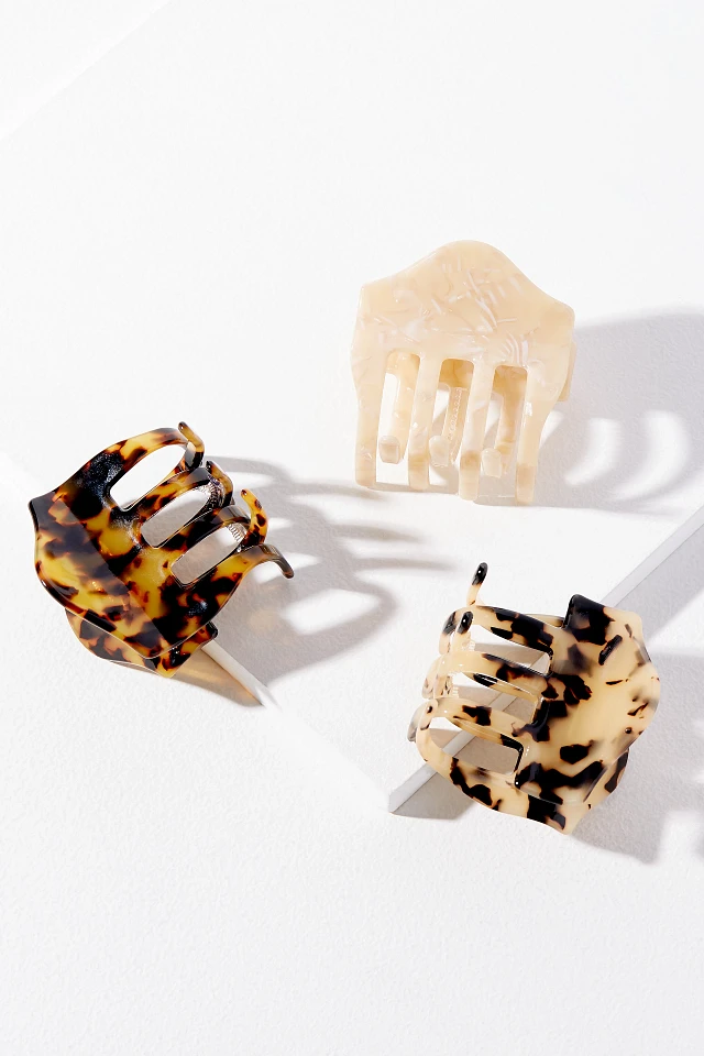 By Anthropologie Scalloped Tortoise Hair Clip Set | The Summit display picture 1