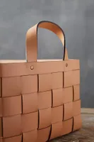 Wide Weave Leather Basket