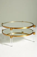 Oscarine Lucite Round Mirrored Coffee Table