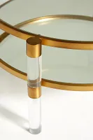 Oscarine Lucite Round Mirrored Coffee Table