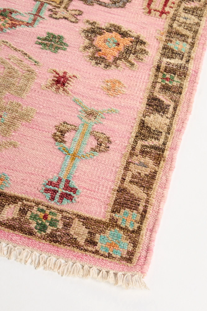 Niantic Hand-Knotted Wool Blend Pink Rug