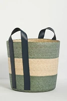 Dakota Woven Palm & Leather Basket