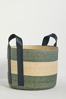 Dakota Woven Palm & Leather Basket