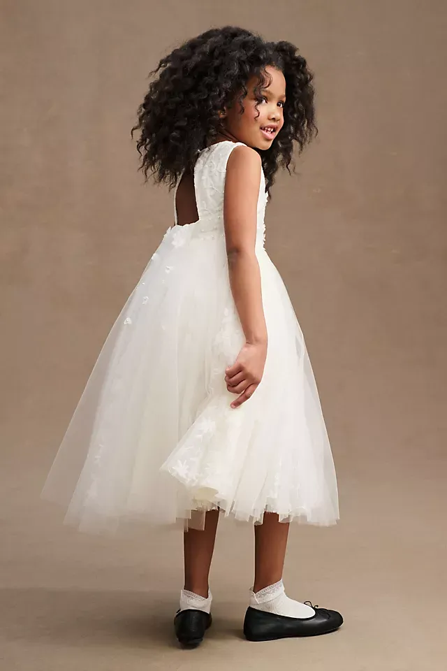 Princess Daliana Lindi Lace Piping Crew-Neck Flower Girl Dress