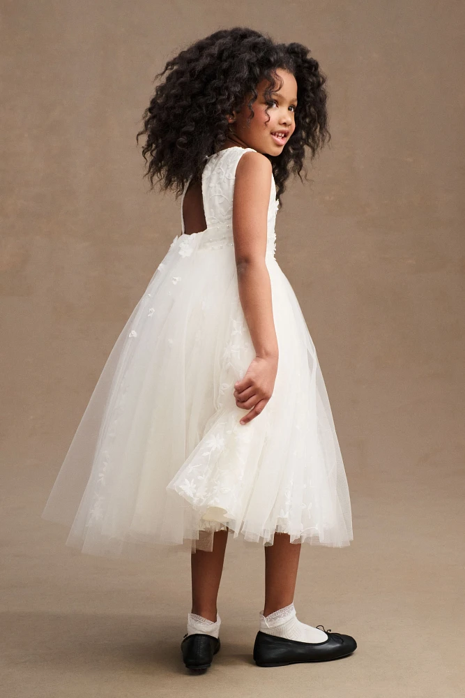 Princess Daliana Jessie Beaded Floral Tulle Flower Girl Dress