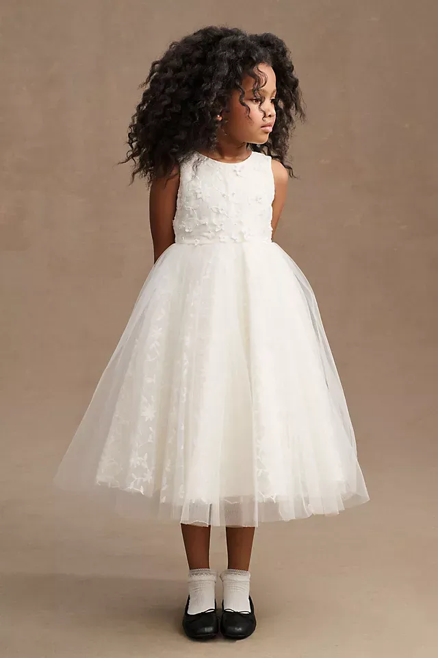 Princess Daliana Emmie Floral Applique Tulle Flower Girl Dress