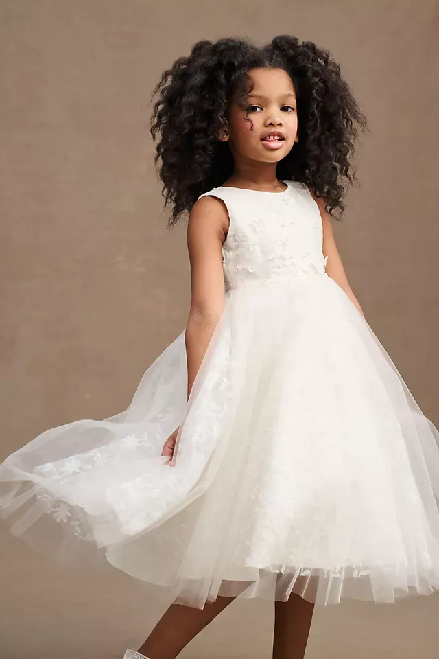 Princess Daliana Emmie Floral Applique Tulle Flower Girl Dress