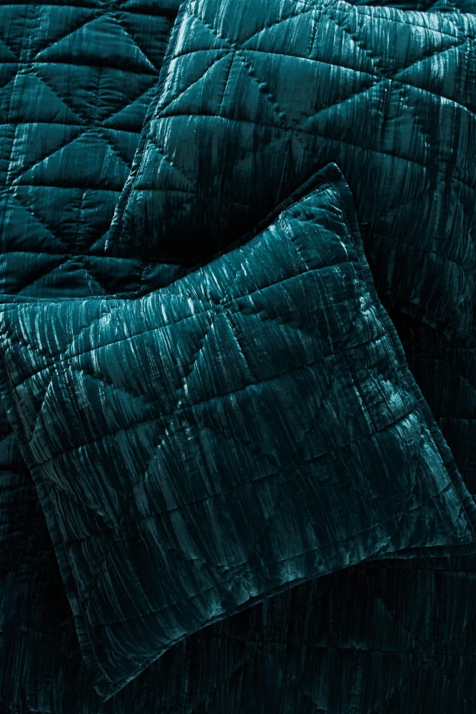 Plush Crushed Velvet Quilted Euro Sham