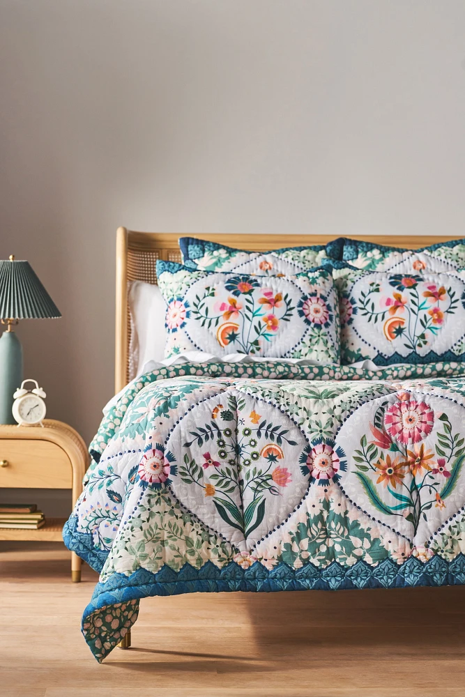 Theodora Cotton Floral Printed Quilt