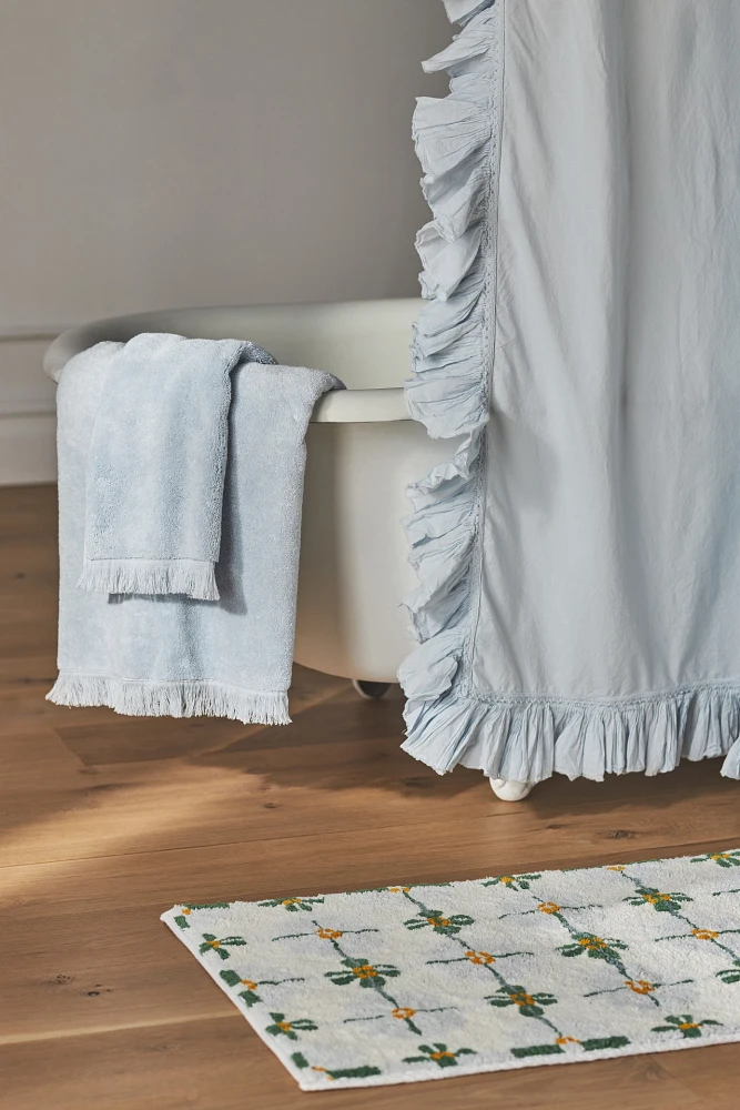 Ruffled Cotton Percale Shower Curtain