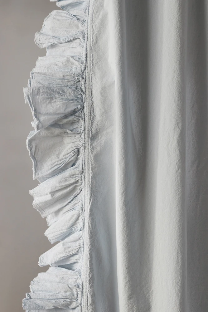 Ruffled Cotton Percale Shower Curtain