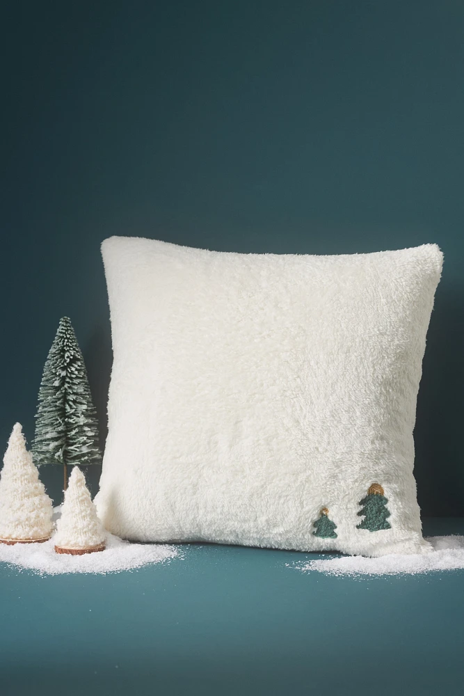 Mila Embroidered Faux-Shearling Pillow