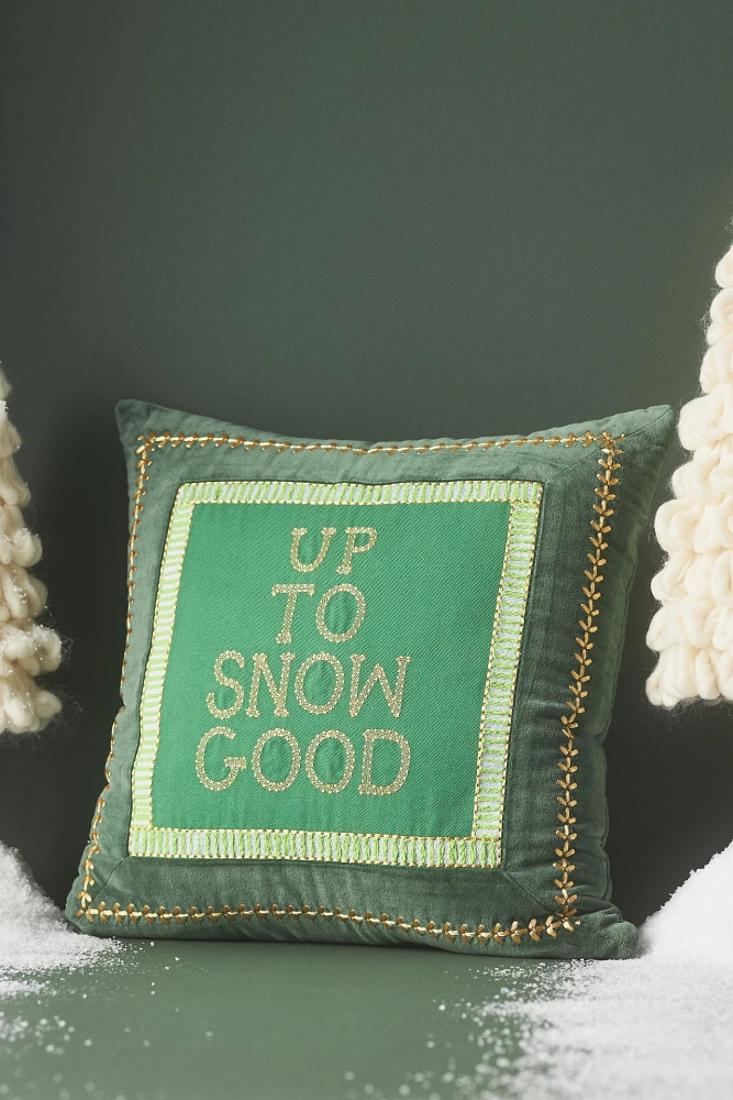 Shayla Festive Text Cotton Velvet Pillow