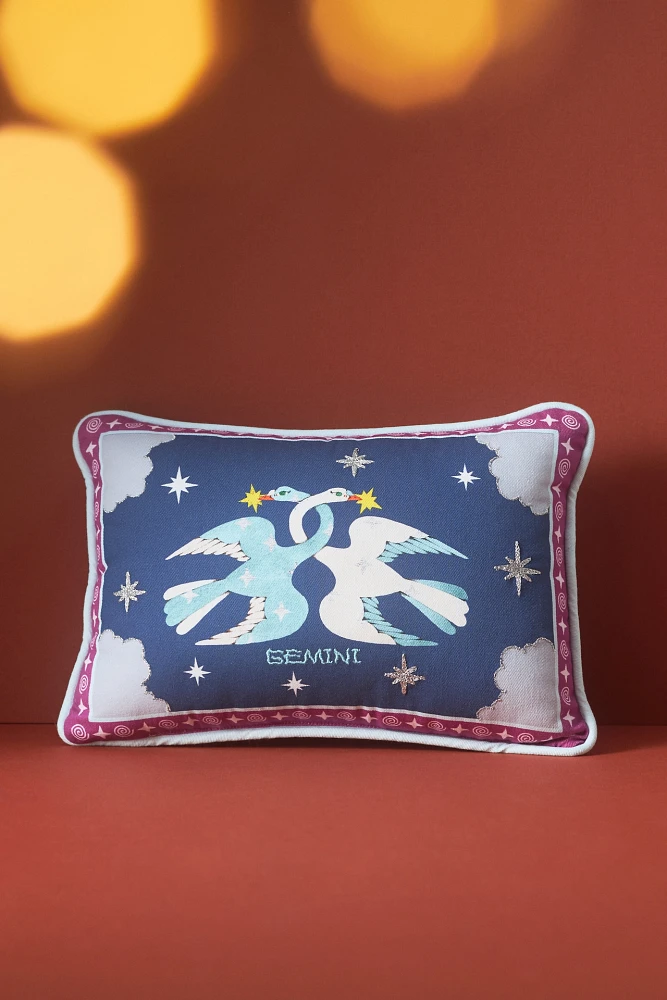 Lou Benesch x Anthropologie Mini Stargazer Embroidered Cotton Zodiac Pillow