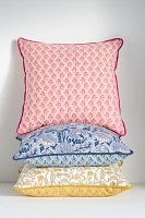 Cotton Block Print Floral Pillow