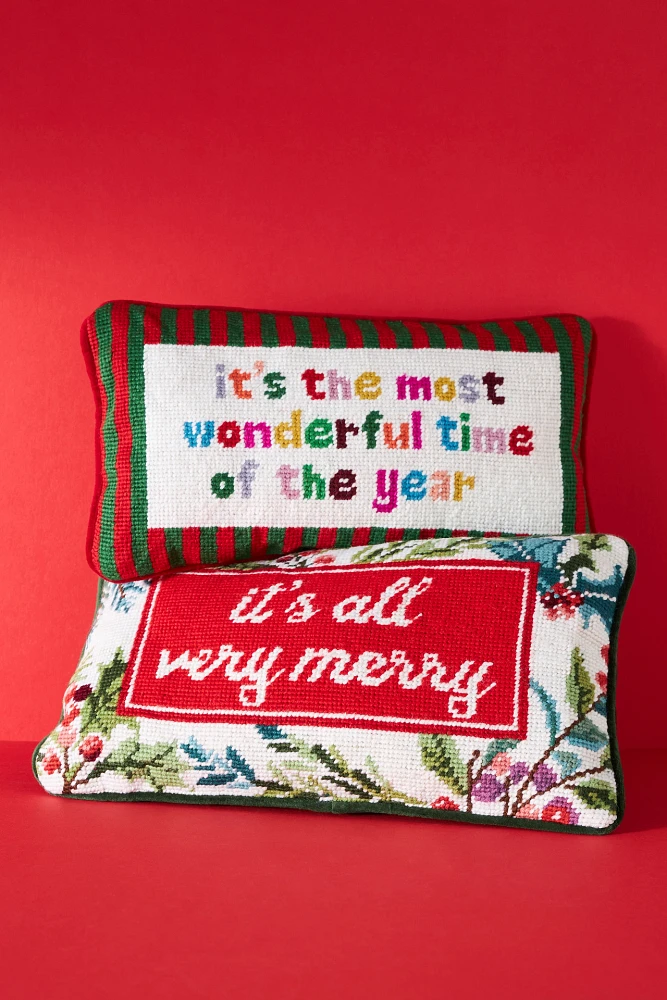 Furbish Studio Holiday Petite Needlepoint Pillow