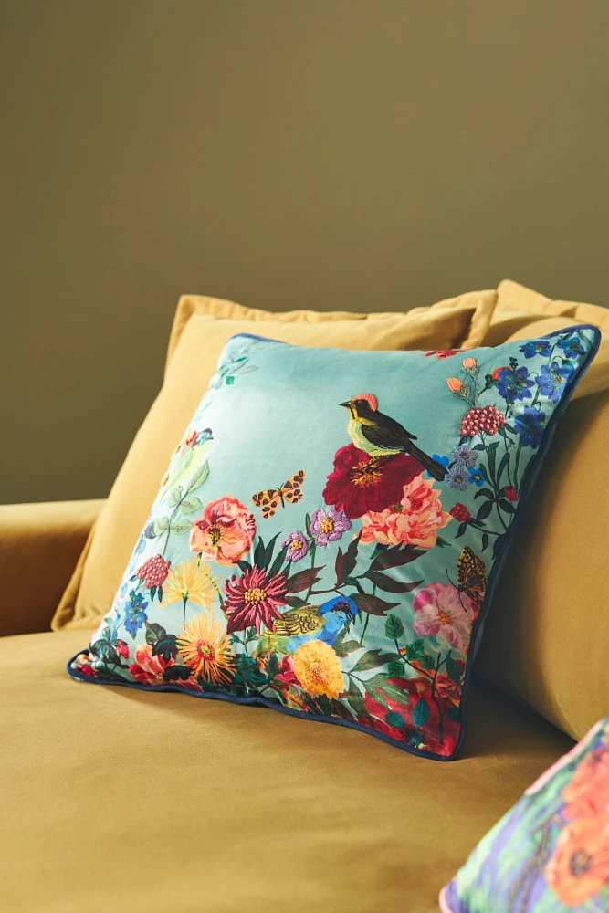 Nathalie Lete Embroidered Velvet Pillow