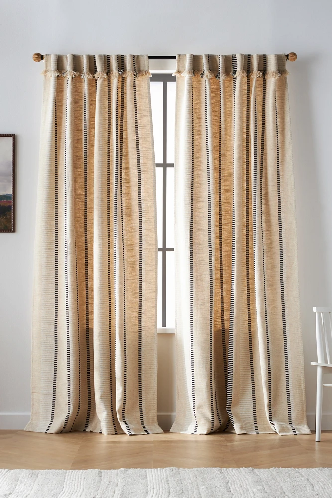 Pieced Stripe Cotton Blend Woven Curtain