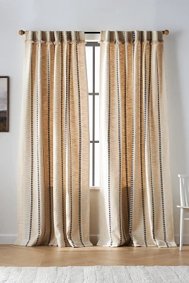 Pieced Stripe Cotton Blend Woven Curtain