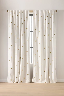 Abeille Embroidered Bee Cotton-Blend Blackout Curtain