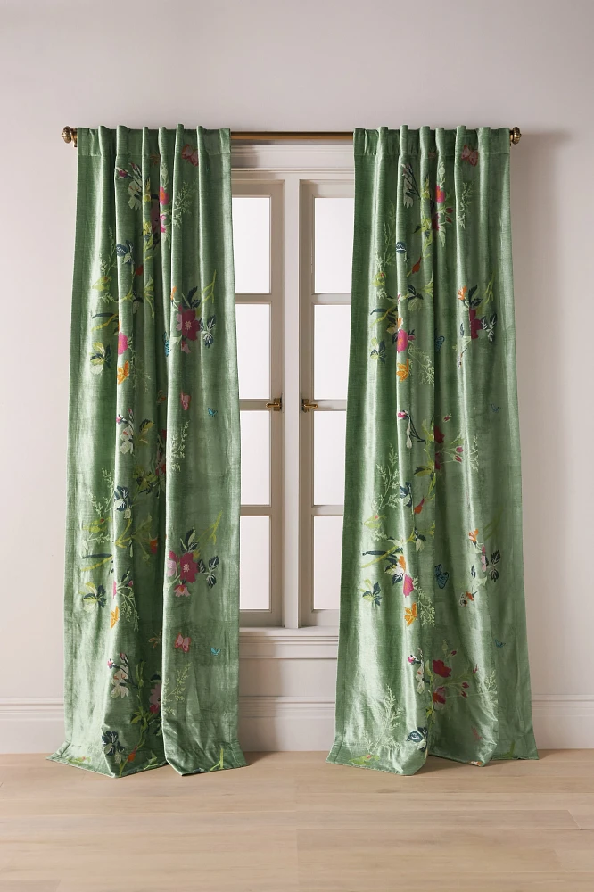 Velvet Embroidered Floral Curtain