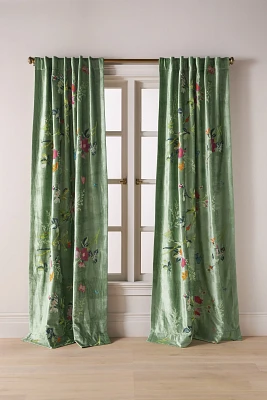 Velvet Embroidered Floral Curtain