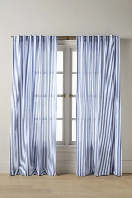 Solenne Woven Scalloped Striped Curtain