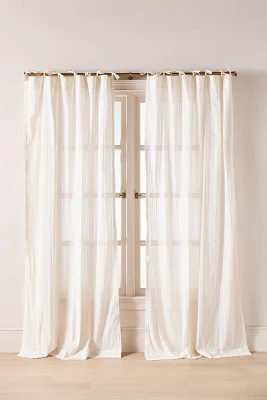 Cotton Dobby Striped Sheer Tie-Top Curtain
