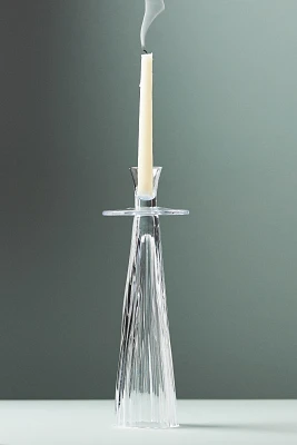 Large Decorator Ribbed Glass Candle Holder