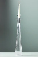 Large Decorator Ribbed Glass Candle Holder