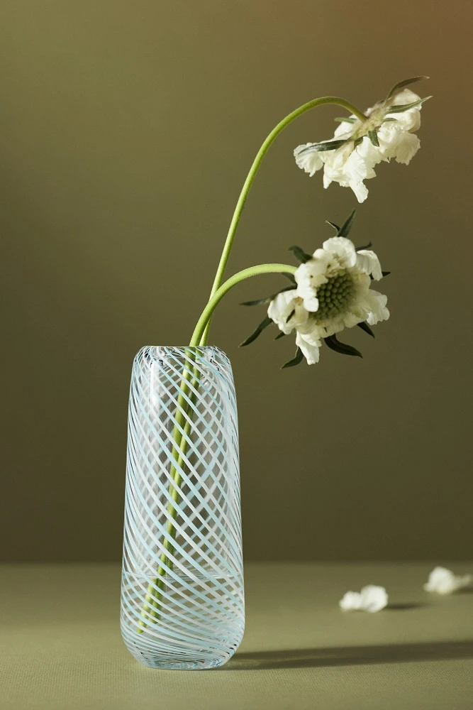 Blue Swirl Glass Vase