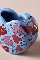 The Mud Fairy Blooming Hearts Stoneware Heart Vase