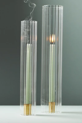 Ribbed Glass Chimney Candle Shade