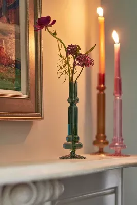 Ribbed Glass Candle Holder