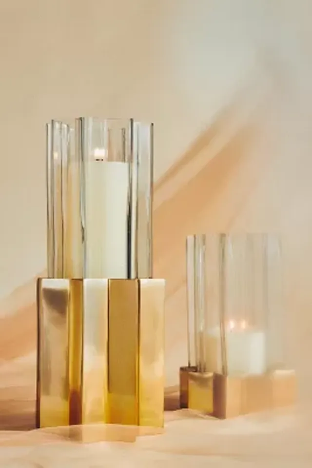 Draper Brass Pillar Candleholder Centerpiece