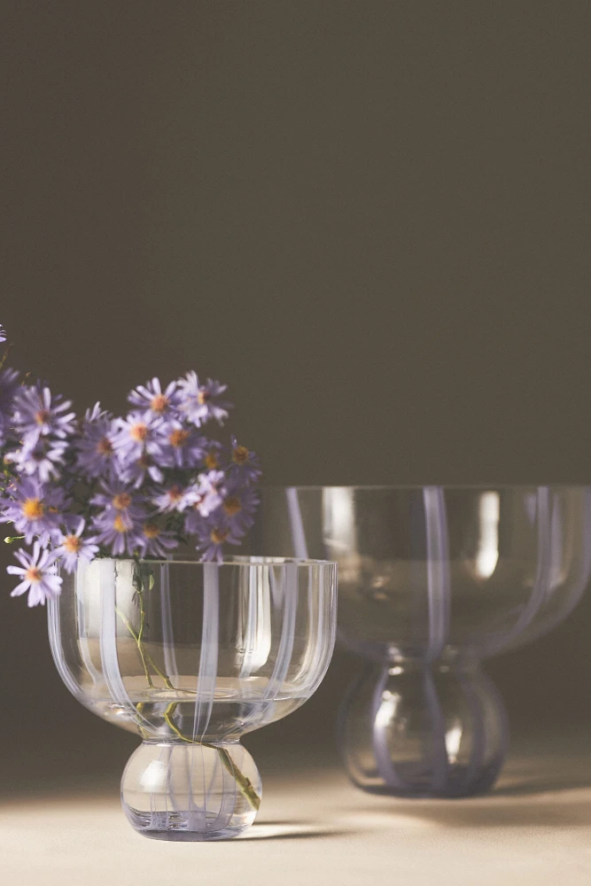 Striped Compote Glass Vase