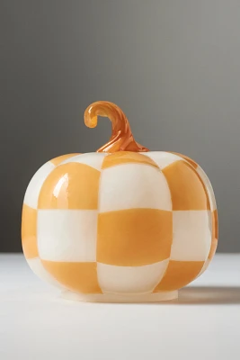 Checkered Glass Pumpkin Decorative Object