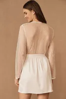 Flora Nikrooz Showstopper Long-Sleeve Lace-Back Coverup