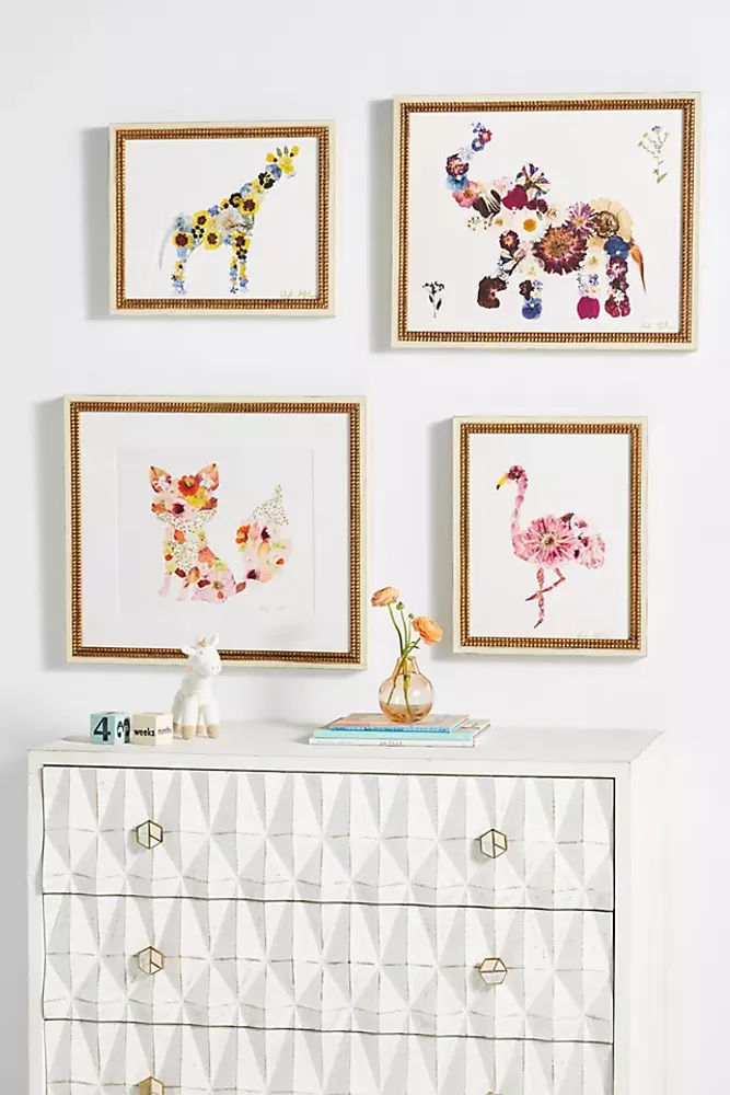 Pressed Flower Elephant Wall Art